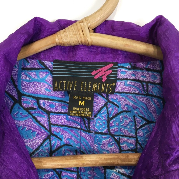 Vintage 80s 90s Active Elements purple activewear windbreaker Size Medium - Picture 2 of 4